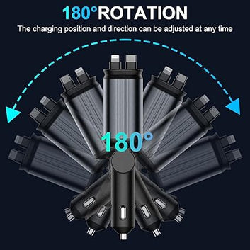 Car Charger 4 in 1 Retractable Built-in Starry sky light, Compact & lightweight with voltage stabilizer, cable, Universal Compatibility for all smartphones, (ALIM)