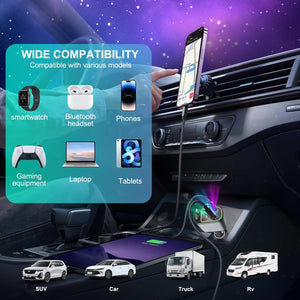 Car Charger 4 in 1 Retractable Built-in Starry sky light, Compact & lightweight with voltage stabilizer, cable, Universal Compatibility for all smartphones, (ALIM)
